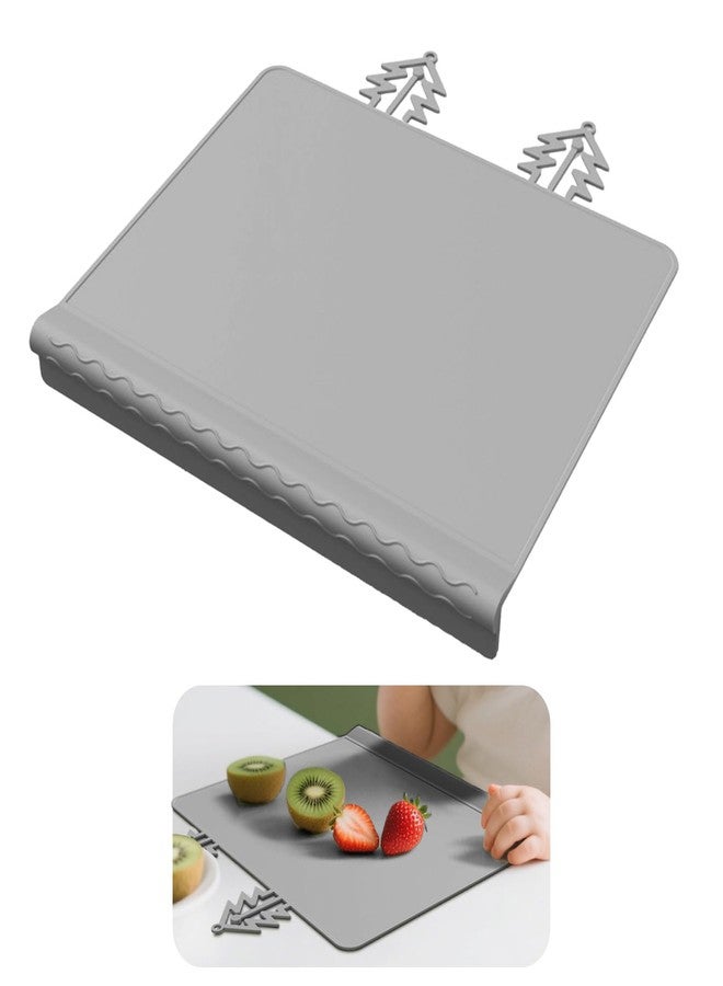 CCDANSIYUCR Baby Placemat, Silicone Toddler Edge Table Mat, Baby Proof Dining Table Protector for Toddlers, Multiuse Kids Mat for Eating, Art & Toys, Prevents Scratches & Bumps (Light Gray, 12"x10") - Image 1